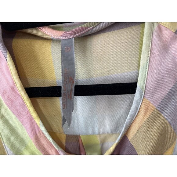 Melissa McCarthy Seven Pastel Multicoloured Check Tunic Blouse Womens Size 2X - Picture 4 of 10
